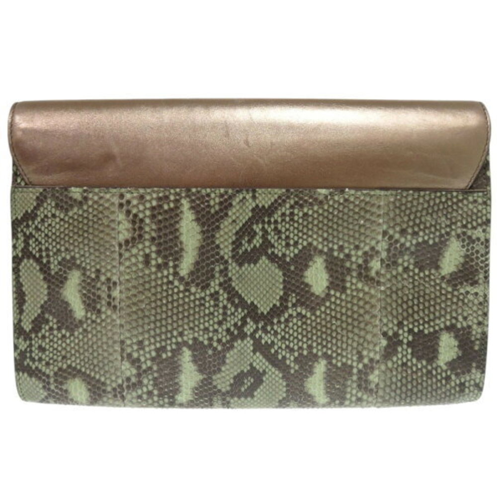 Gucci bag python green clutch leather